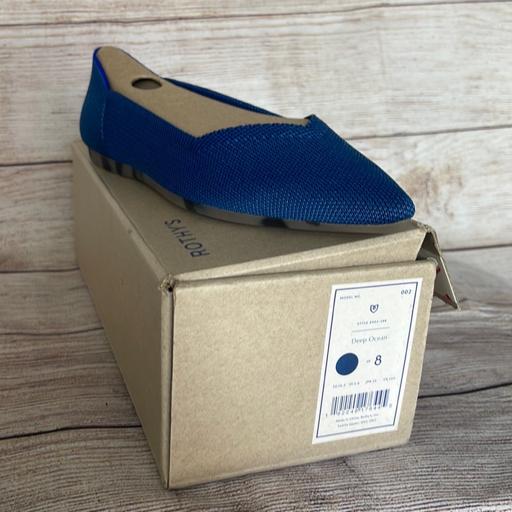 Rothy's Women's Deep Ocean Pointed Toe Flat Shoes Size 8 NIB